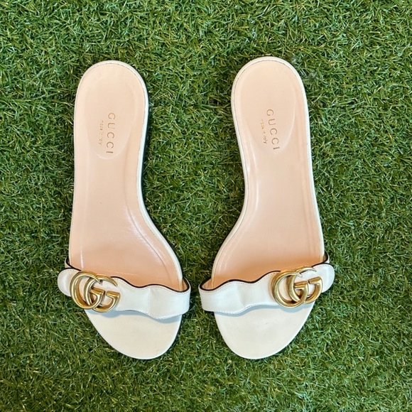 Gucci Shoes - Authentic Gucci marmot mules sandals size 36 Ivory leather GG logo shoes US 6